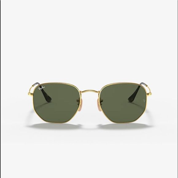 Ray Ban RB3548N HEXAGONAL FLAT LENSES Gold frame G -15 Lens XL 54-21 Unisex NEW - Picture 5 of 9